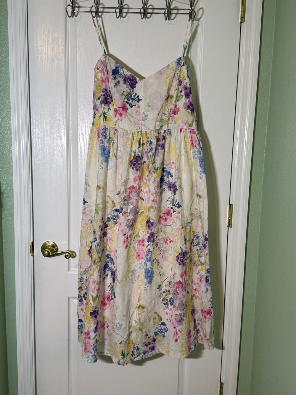 H&M Cream Floral Spaghetti-Strap Dress with Pastel Blooms